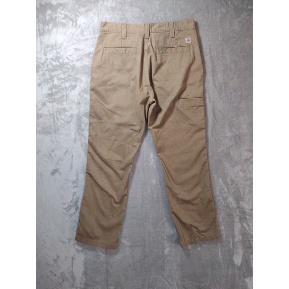 Carhartt Canvas Work Pants Mens 34x30 Tan Brown Relaxed Fit Comfort Outdoor Work - Picture 2 of 11